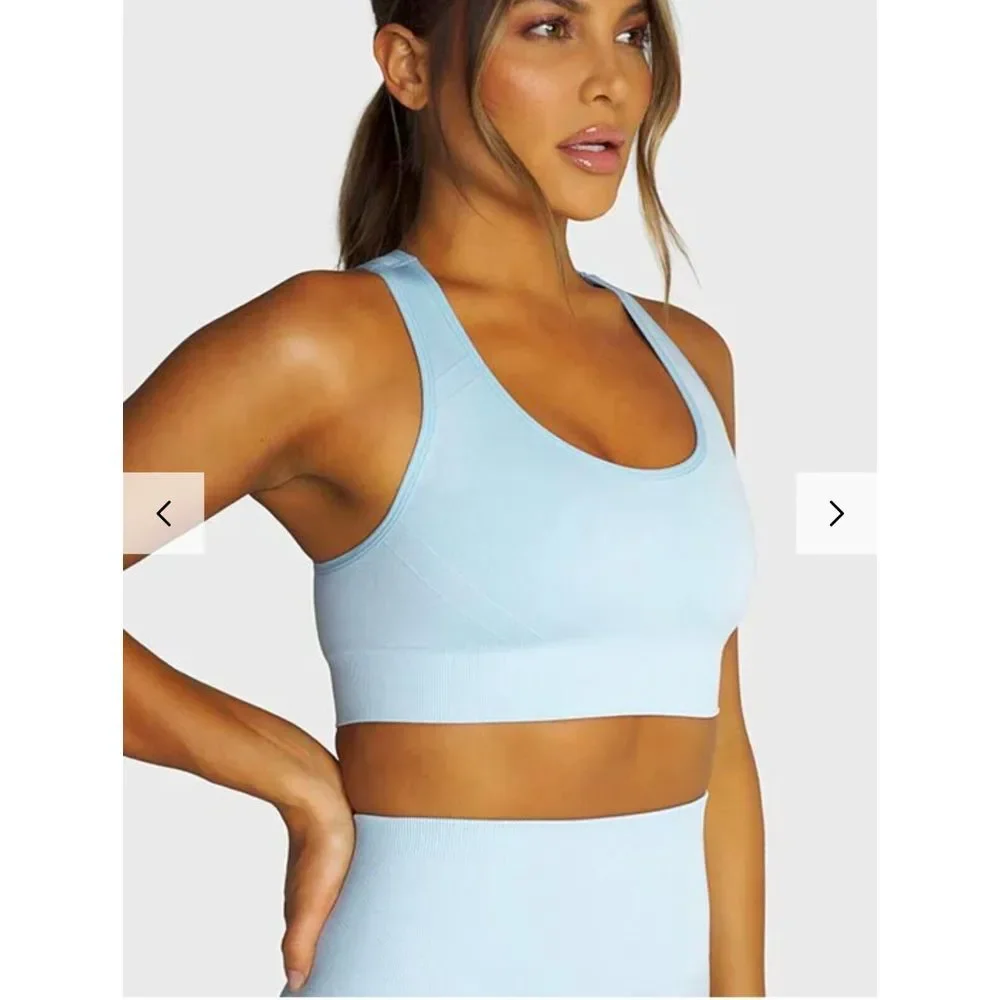NEW Womens V Shred‎ VSHRED Racerback Keyhole Back light blue Sports Bra Small